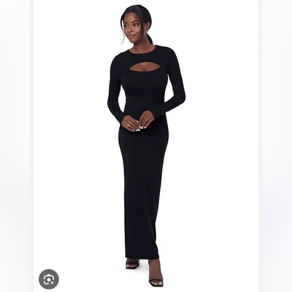 EDITED BY REMI BADER  Long Sleeve Black Cutout Maxi Dress. Size L